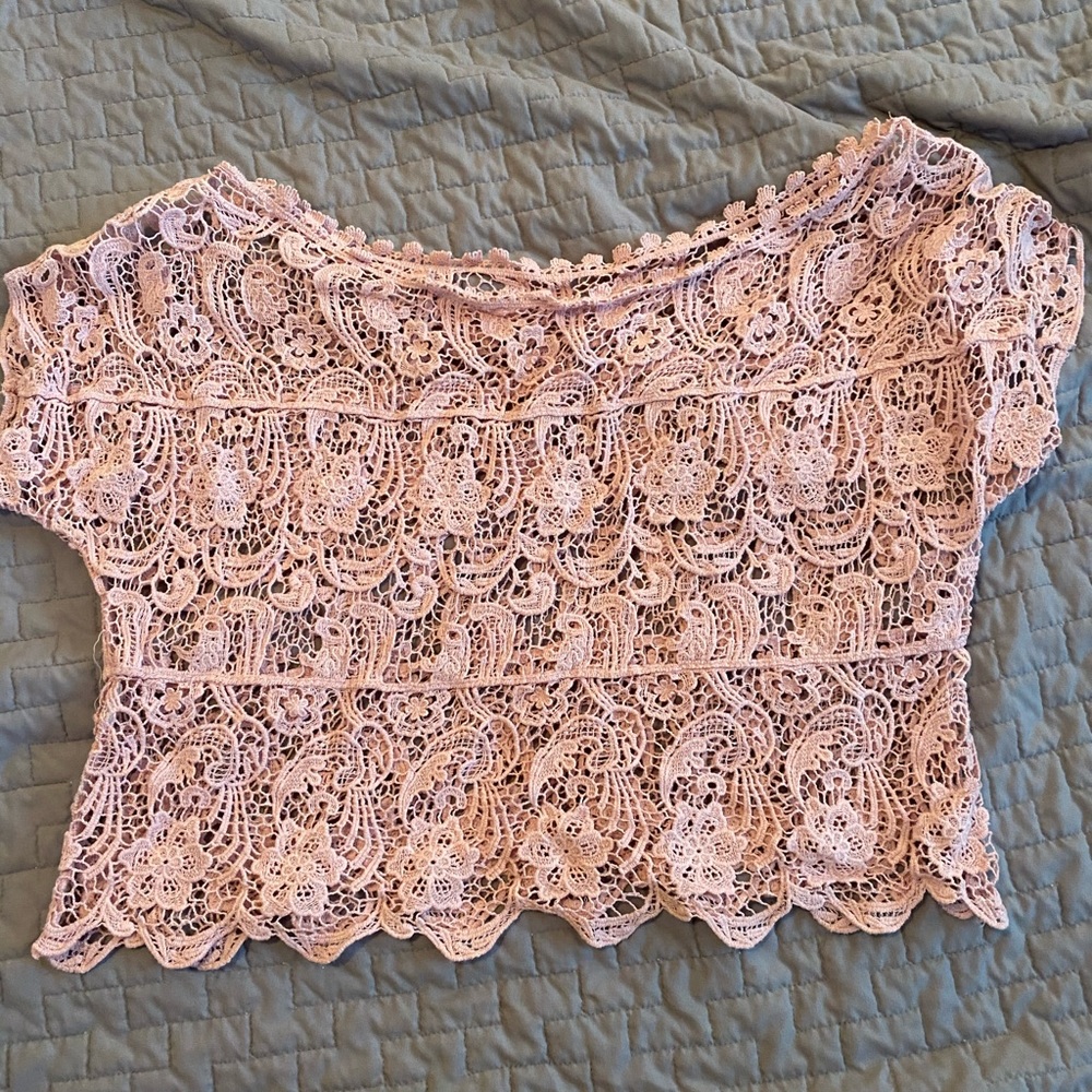Pink lace crop top